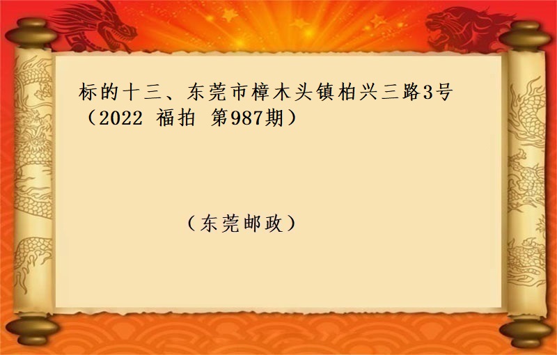 标的十三、东莞市樟木头镇柏兴三路3号 （按年租金起拍）（2022 福拍 第987期）
