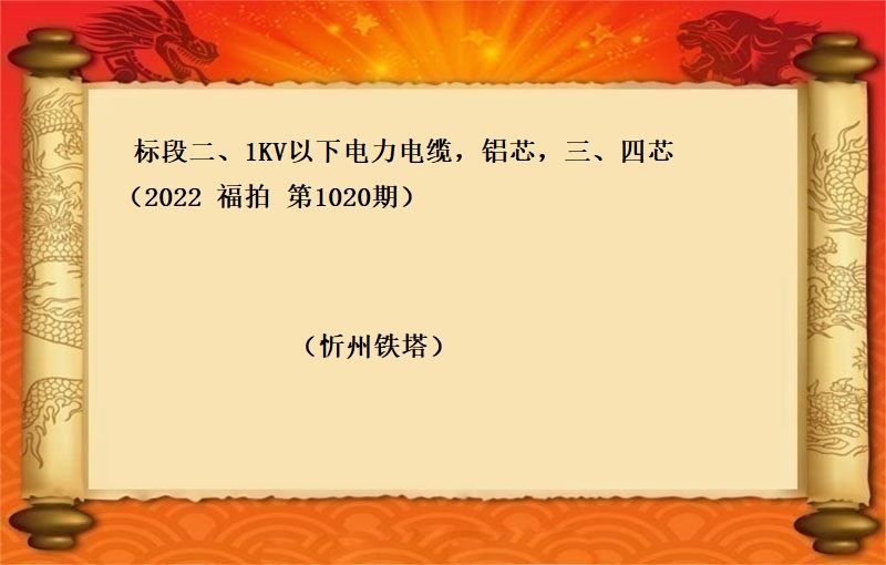 标段二、1KV以下电力电缆，铝芯，三、四芯 （2022 福拍 1020期）