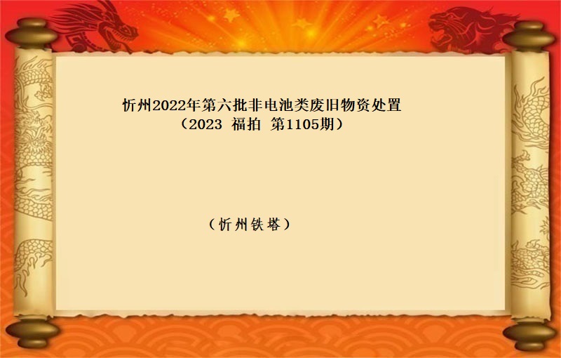 忻州2022年第六批非电池类废旧物资处置 （2023 福拍 第1105期）