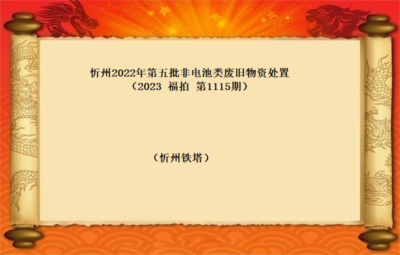 忻州2022年第五批非电池类废旧物资处置 （2023 福拍 第1115期）