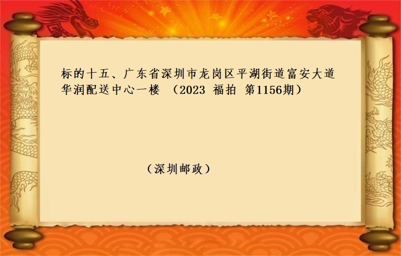 标的十五、广东省深圳市龙岗区平湖街道富安大道华润配送中心一楼 （按年租金起拍）（2023 福拍 第1156期）
