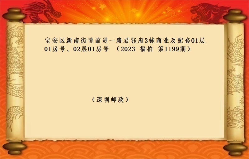 标的一、宝安区新南街道前进一路君钰府3栋商业及配套01层01房号、02层01房号 （按年租金起拍）（2023 福拍 第1199期）